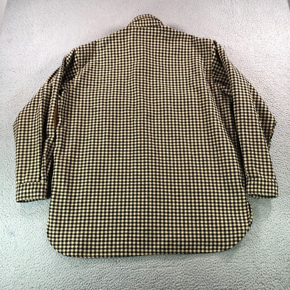 RRL Ralph Lauren Shirt Mens XL Beige Houndstooth Wool Elbow Patch Made In USA - Picture 9 of 15